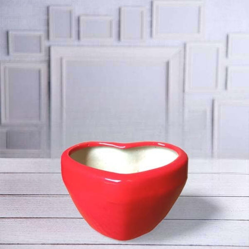 4.5 inch (11 cm) Heart Shape Ceramic Pot (Red)