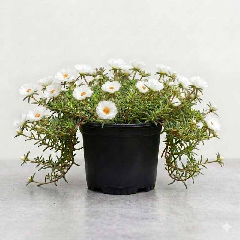 Portulaca 9 O' Clock White - 5" Pot