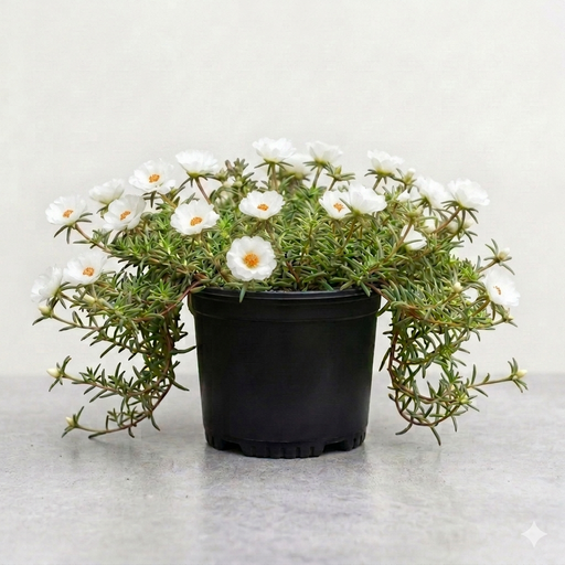 Portulaca 9 O' Clock White - 5" Pot