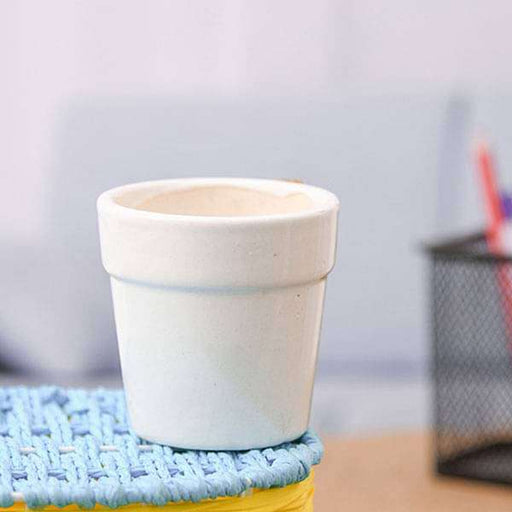 3 inch (8 cm) Round Ceramic Pot with Rim (White)