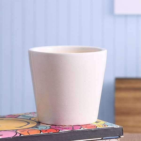4 inch (10.1 cm) Round Ceramic Pot (White)