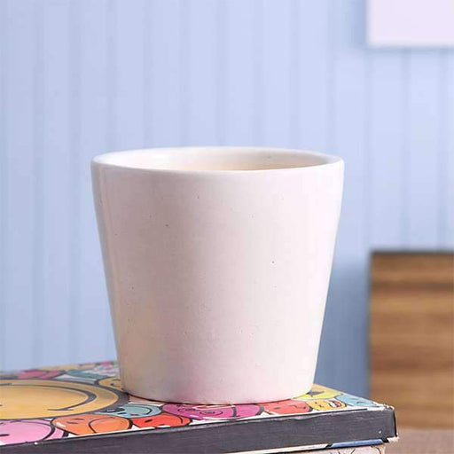 4 inch (10.1 cm) Round Ceramic Pot (White)
